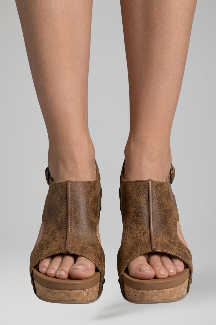 Stylish women's platform wedge sandals, strappy design, ideal for comfortable summer fashion footwear.