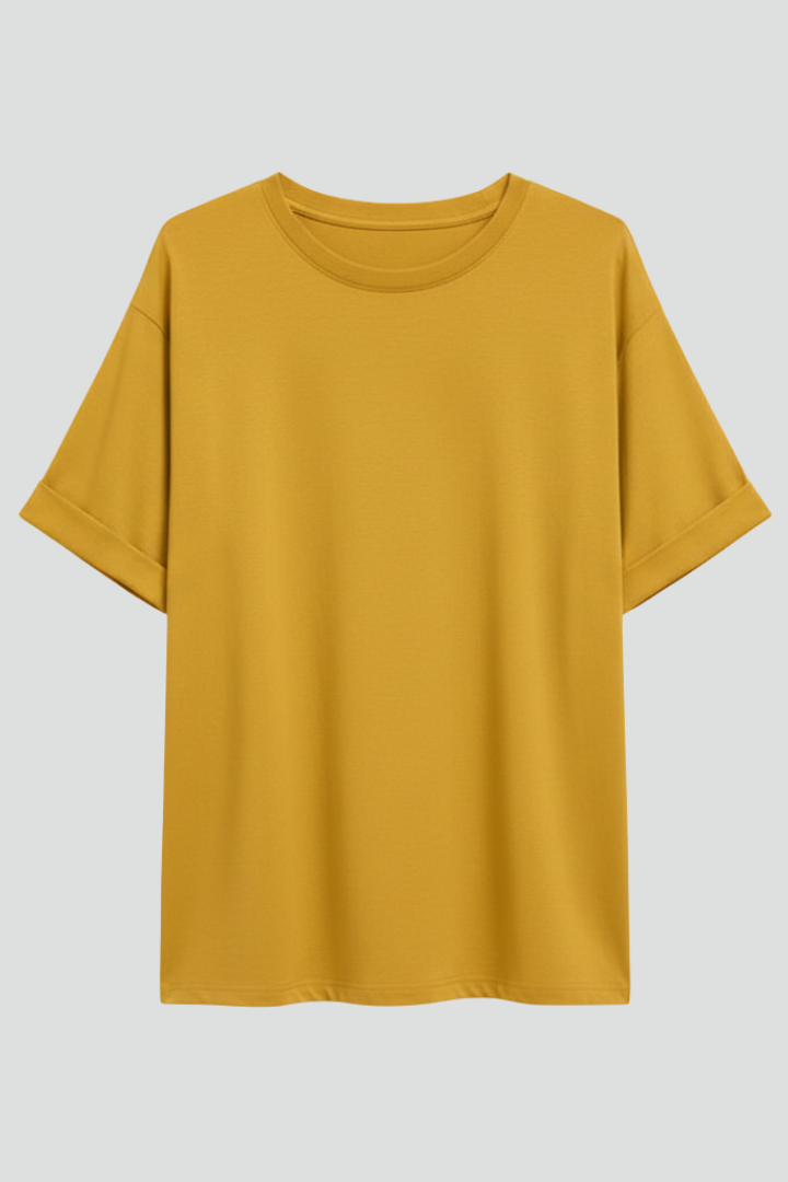Effortless women's casual top, a round neck t-shirt with stylish rolled short sleeves for everyday comfort.
