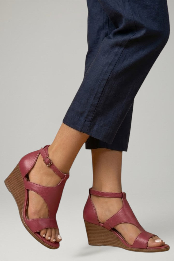 Stylish women's T-strap wedge sandals, perfect for everyday wear with a soft cushioned footbed.
