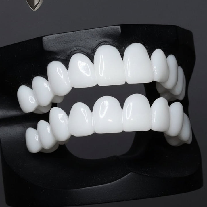 Smile enhancer dental veneers with white lenses, a quick cosmetic solution for bright teeth.