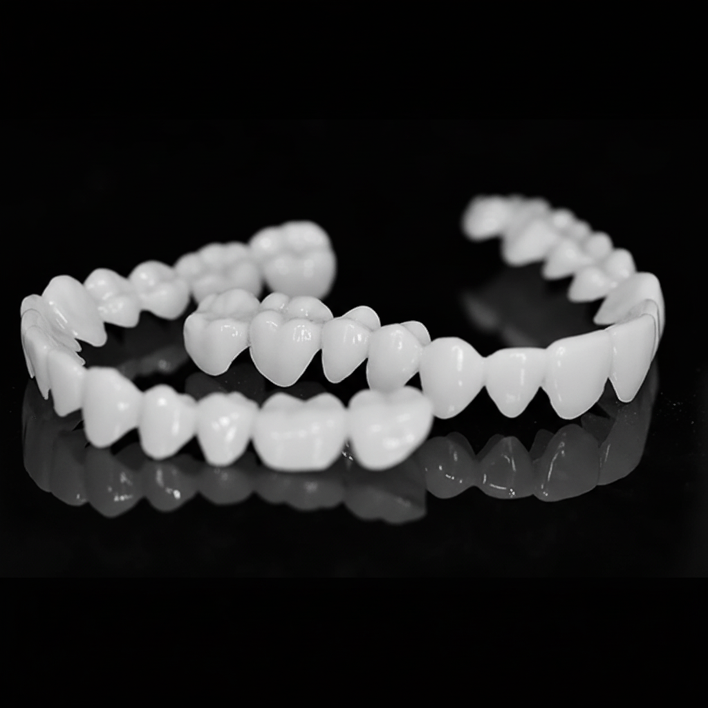 White lenses dental veneers for an instant, brighter smile, perfect for cosmetic oral care.