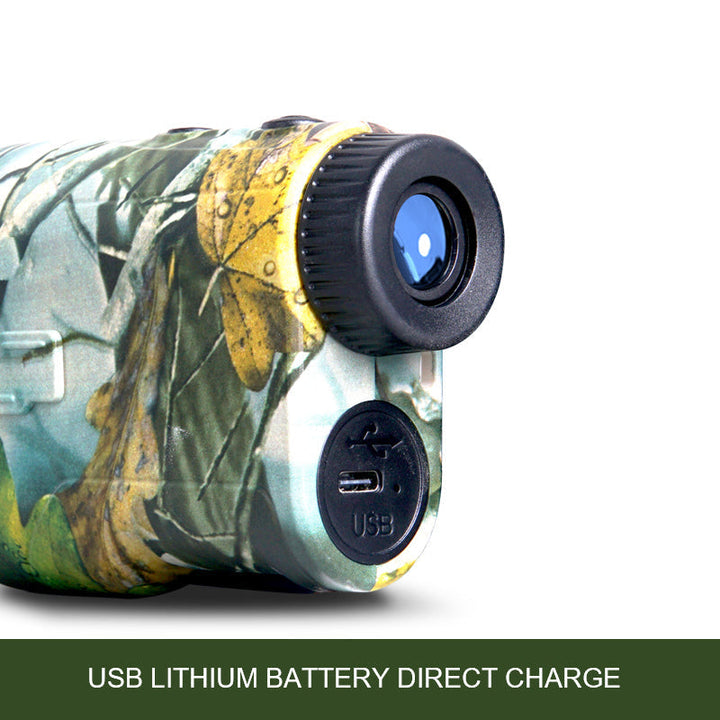 Rechargeable precision laser rangefinder for outdoor golf and hunting, ensuring accurate distance readings.