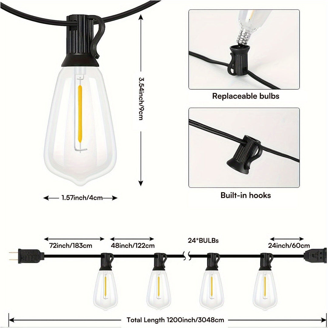Energy-efficient outdoor solar string lights, perfect for patio lighting.