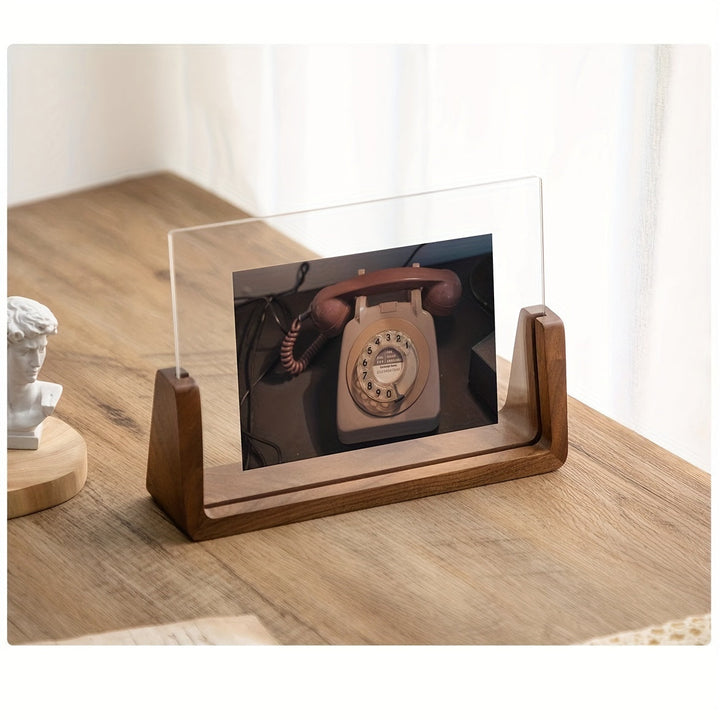 Elegant 6-inch dual orientation acrylic photo frame for desktop display, modern home accent.