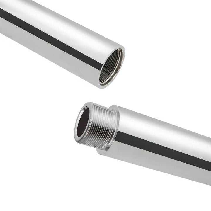 "Adjustable 45mm chrome dance pole with sleek design, perfect for spinning routines and enhancing home fitness performance."