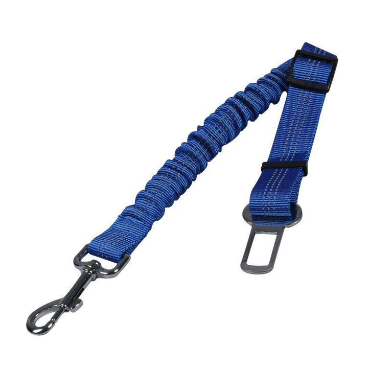 High-quality adjustable dog car seat belt for safe pet travel. Strong nylon strap with secure buckle for vehicle use.