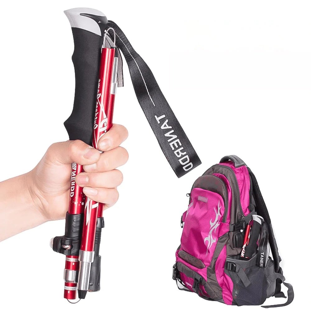 Sturdy trekking poles for enhanced stability & support on trails & rugged outdoor terrain.