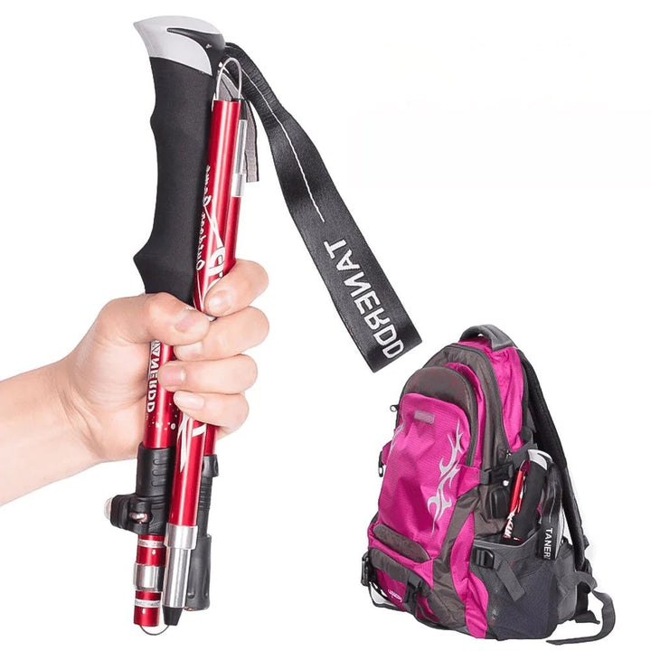 Sturdy trekking poles for enhanced stability & support on trails & rugged outdoor terrain.