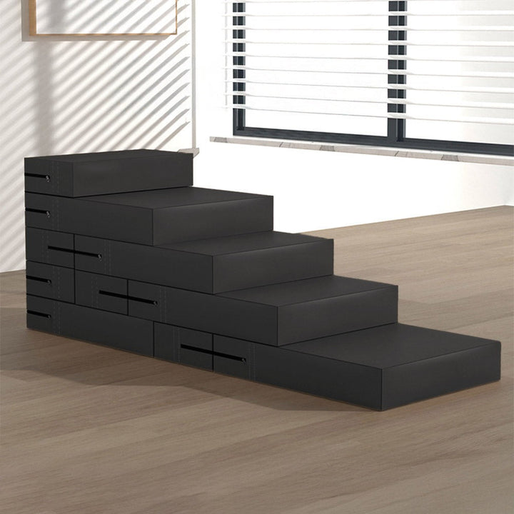 Compact adjustable pet stairs, senior dog steps, & cat ramp; waterproof PU leather pet furniture.