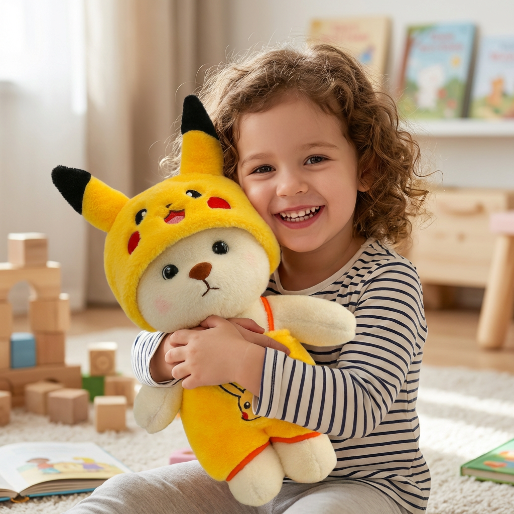 Cuddly character plush bear, a charming stuffed animal ideal as a children's gift & room decor.