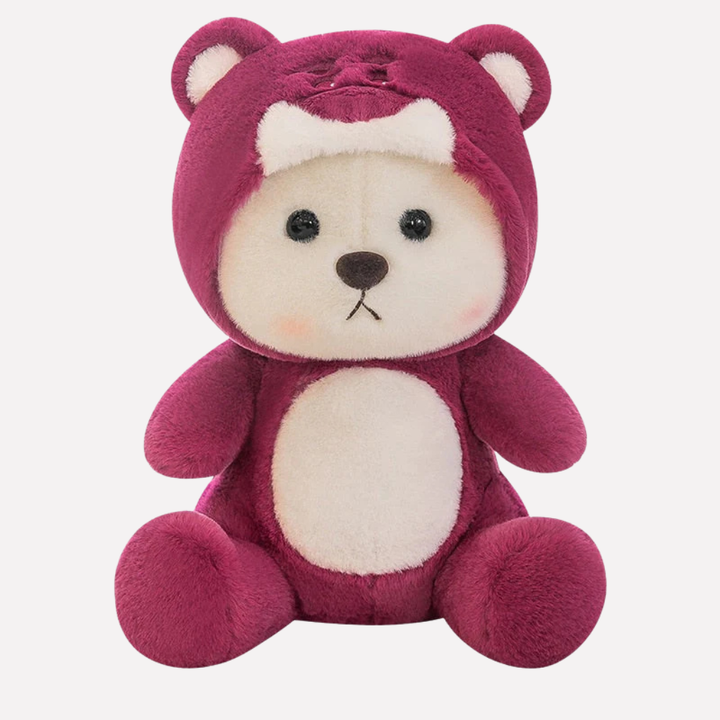 Playful character plush bear stuffed animal, an adorable soft toy for kids and nursery decor.