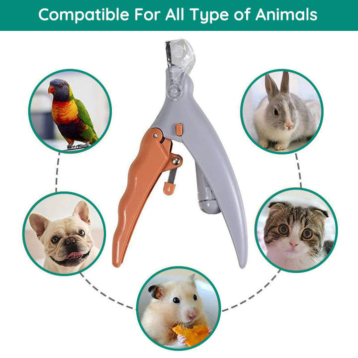 Durable dog nail clipper with stainless steel blade, quick sensor, and LED light for safe pet nail care.