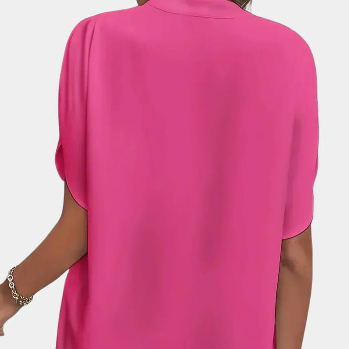 Ella colorful short sleeve summer blouse, airy and feminine for women.