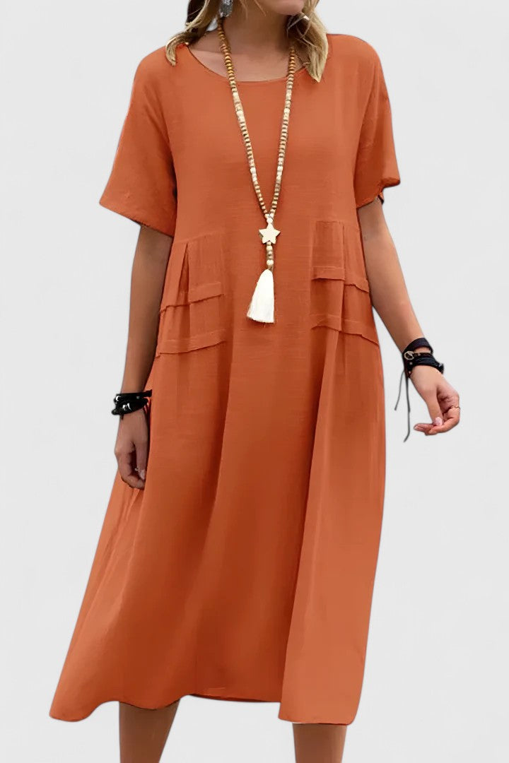 Versatile women's elegant midi dress. Ideal for parties, evenings, or stylish casual looks. Flattering silhouette.