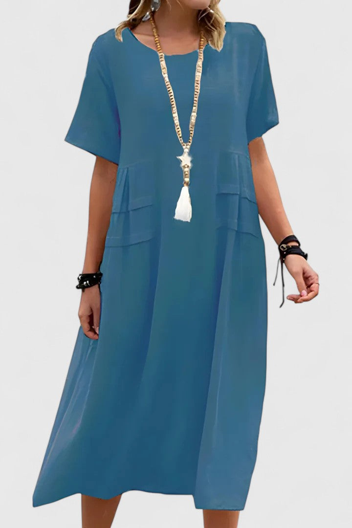 Flattering women's midi dress, showcasing elegant design for evening wear or a sophisticated casual look. Fashionable.