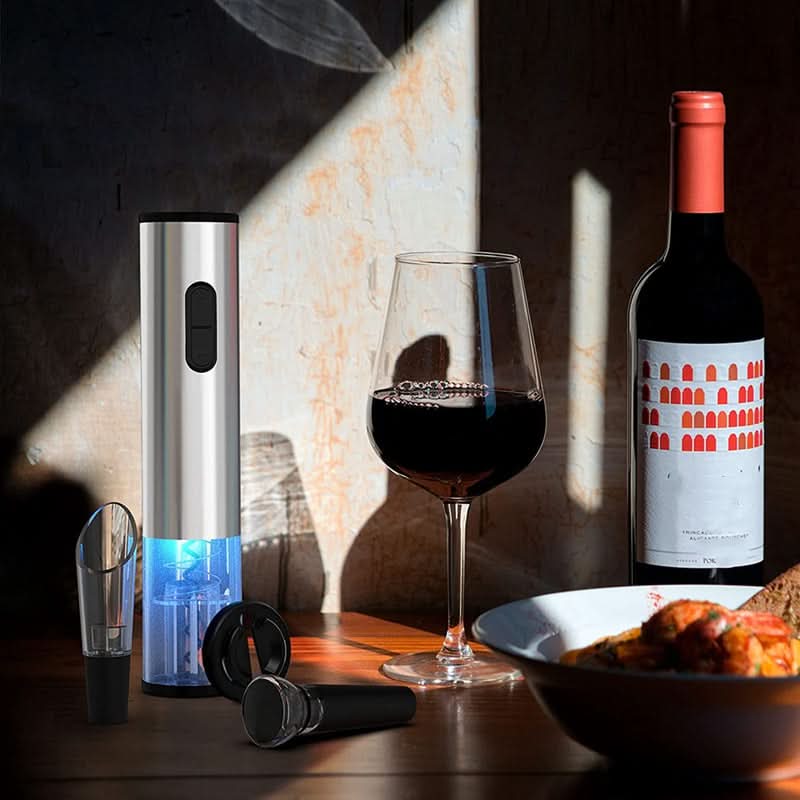 Effortless electric bottle opener, a smart kitchen gadget for convenient wine uncorking.