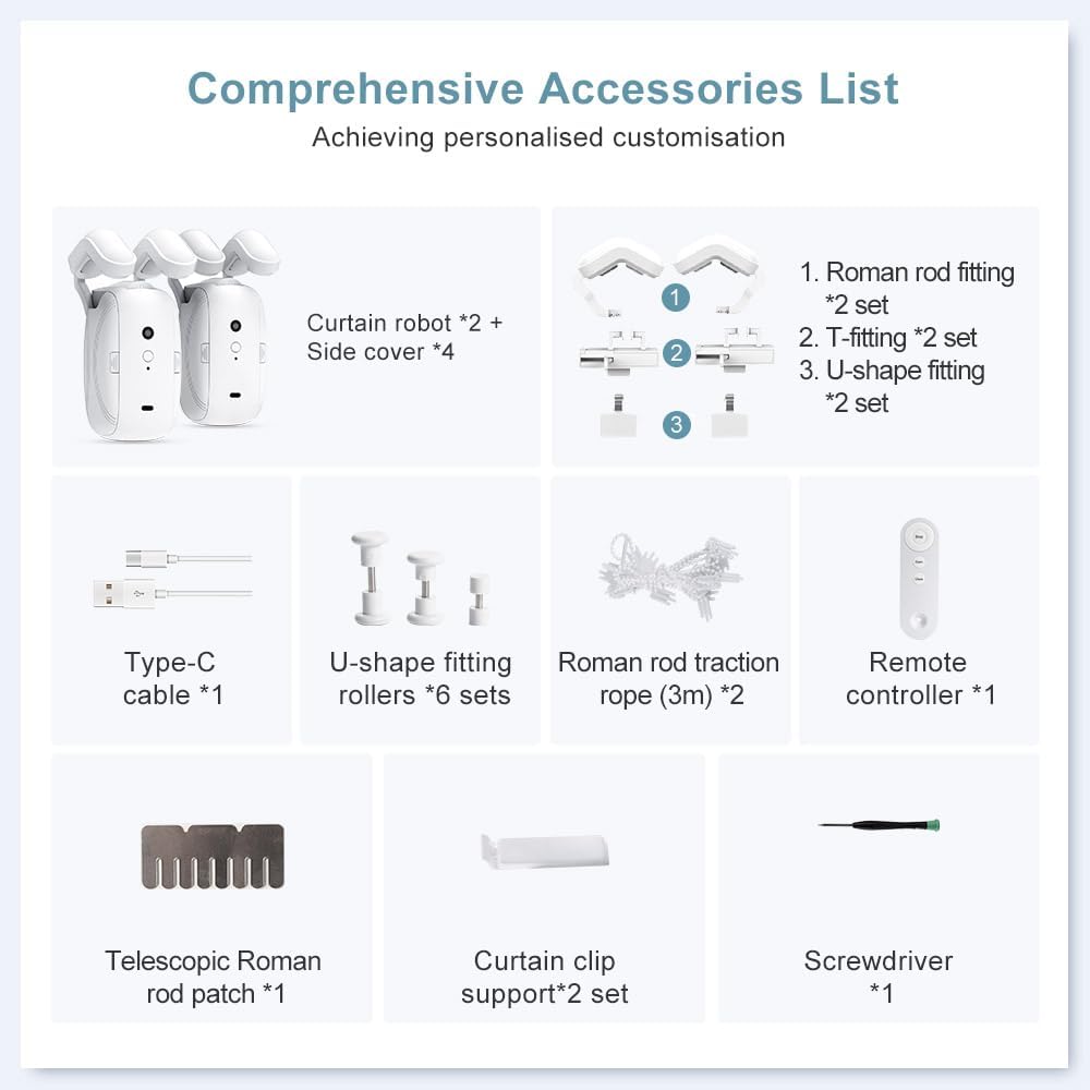 "Automatic curtain opener with bluetooth remote, sleek design, for modern home automation and effortless control."