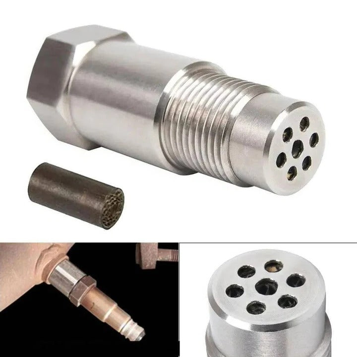 Engine parts: O2 sensor spacer with built-in converter, 2-pack, for automotive exhaust systems.
