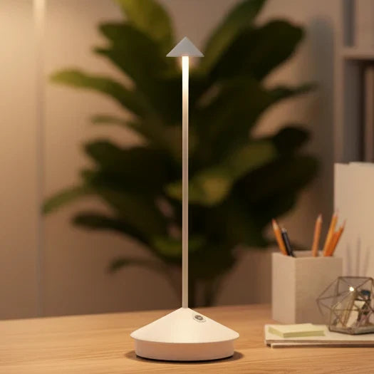 Wireless Dimmable LED Spotlight for indoor/outdoor use. USB rechargeable, waterproof, portable accent light.