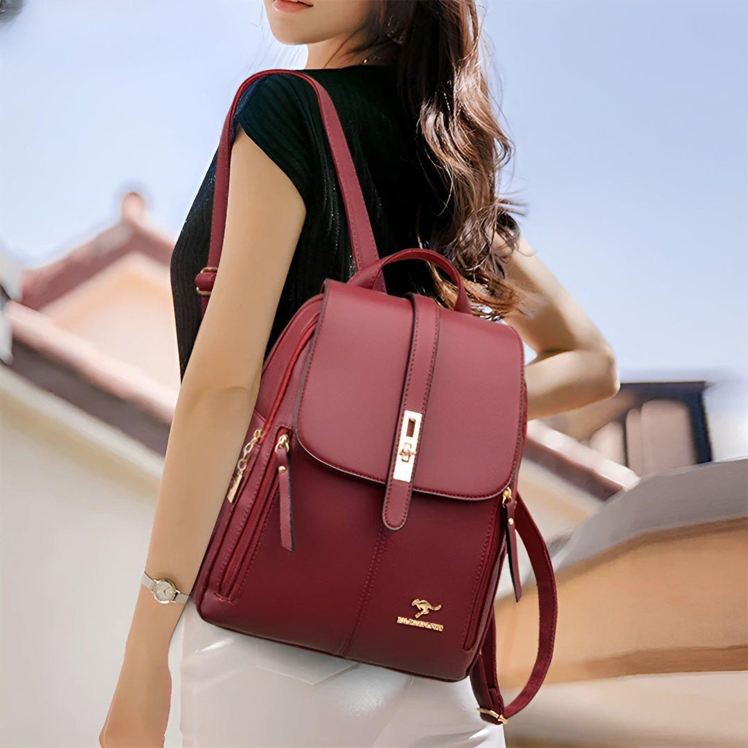 Elegant PU leather fashion backpack for women, ideal as an office, travel or daily rucksack.