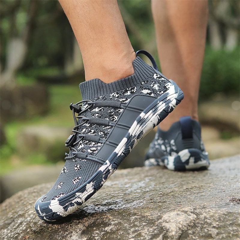 Unisex barefoot running shoes with a flexible, non-slip grip sole for natural stride.