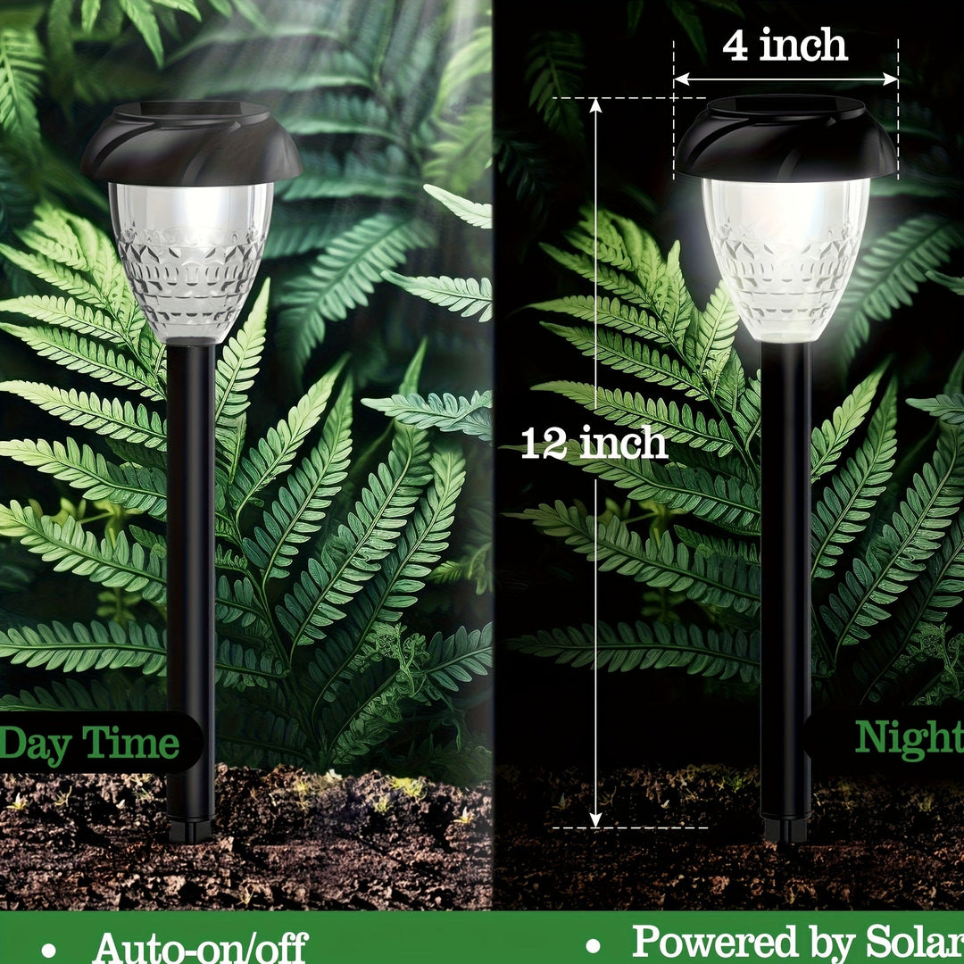 Weather-resistant Tavvitaimp18 solar garden lights with auto on/off, emitting an elegant white glow (10-pack).