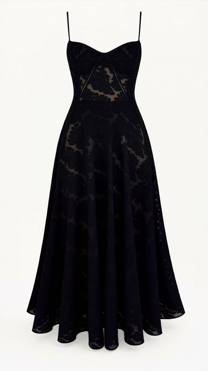 Beatrice dress for wedding guests, modern long slip dress with refined lines.