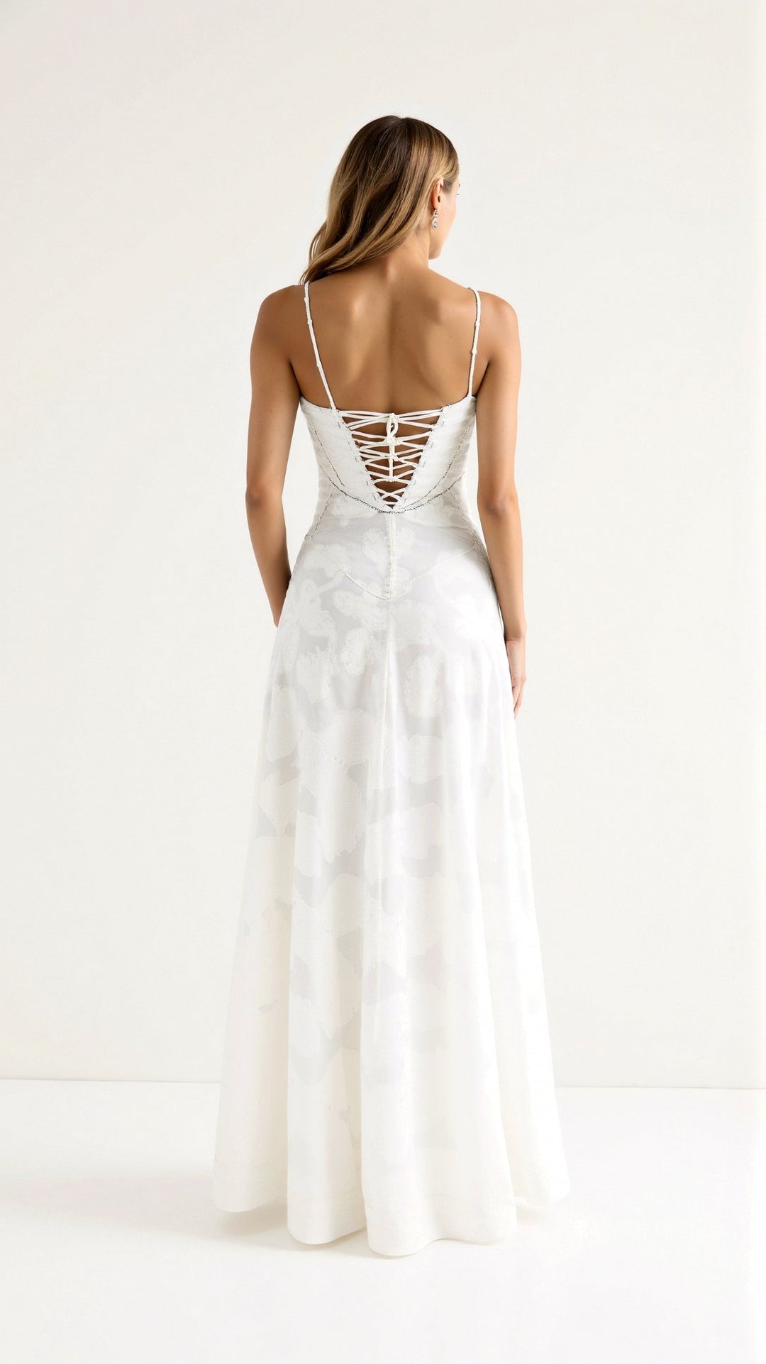 Beatrice slip maxi dress for wedding guests, back view showing full-length silhouette.
