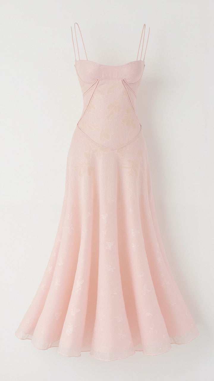 Beatrice wedding guest dress, slip maxi design with clean lines.