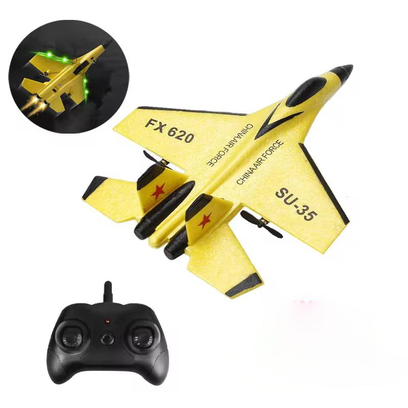 "Beginner RC SU-35 Fighter Plane with LED lights, featuring a sleek design and built for easy, stable flights."