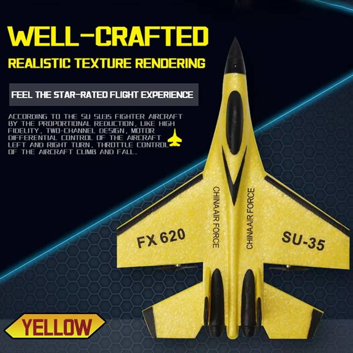 "Beginner RC SU-35 Fighter Plane with LED lights, featuring a sleek design and built for easy, stable flights."
