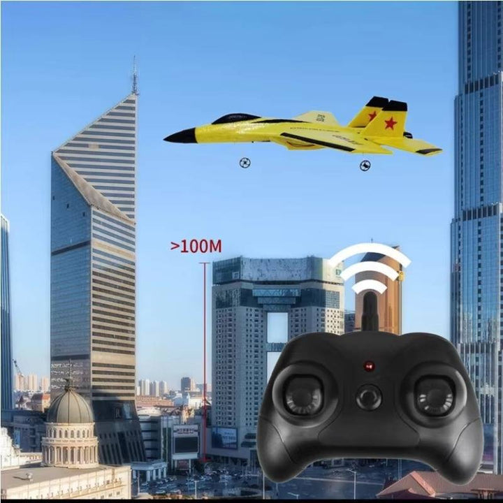 "Beginner RC SU-35 Fighter Plane with LED lights, featuring a sleek design and built for easy, stable flights."