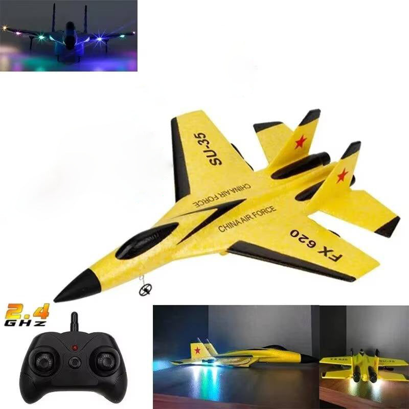"Beginner RC SU-35 Fighter Plane with LED lights, featuring a sleek design and built for easy, stable flights."