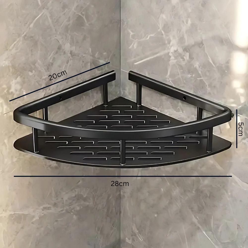 Versatile rustproof shower organizer, available in 1 & 2 tier. Wall-mounted bathroom storage shelf for modern baths.