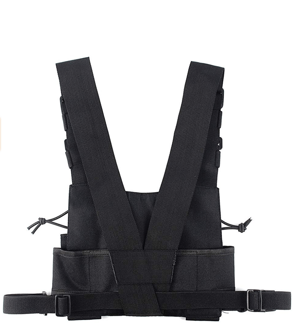 Durable black nylon tactical chest rig harness bag, a versatile accessory for urban and outdoor use
