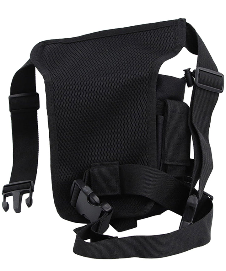 Unisex adventure hip pack, black oxford cloth, worn crossbody, showcasing adjustable strap and sleek design, ideal for travel.
