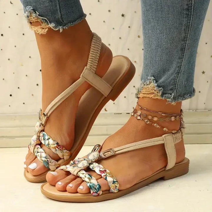 Fashionable women's boho sandals featuring colorful beads, designed for ultimate summer comfort.