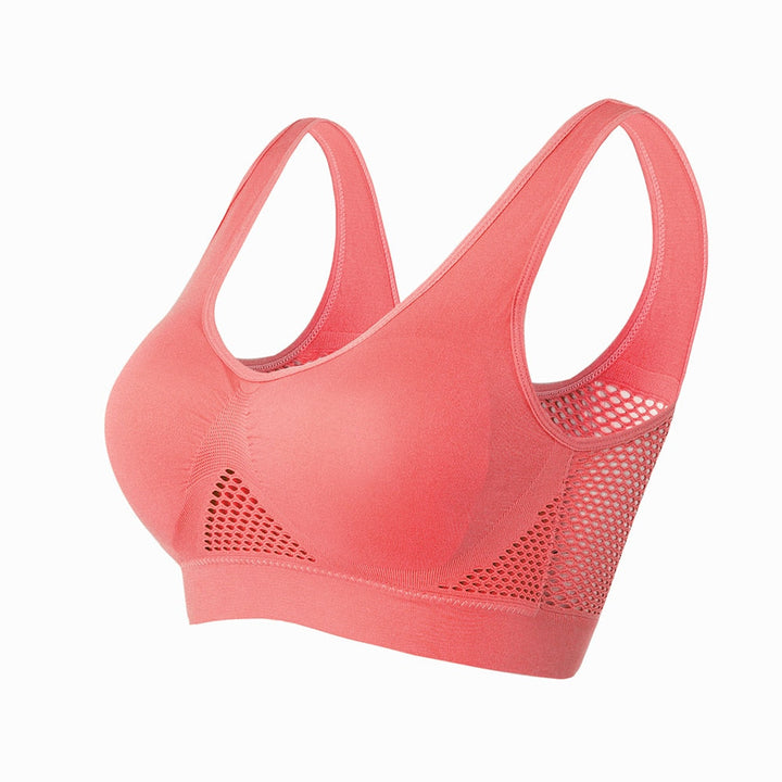 Stylish women's breathable mesh sports bra, providing high support for all active sports.
