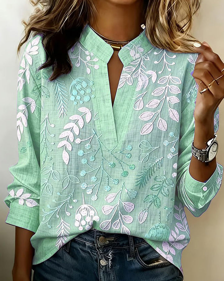 Everyday Women's Pastel Floral V-Neck Blouse, blending comfort with chic style.