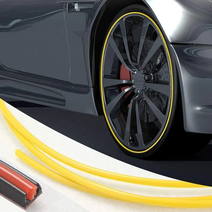 Stylish black wheel guard for cars, protects rims from damage & adds car styling.