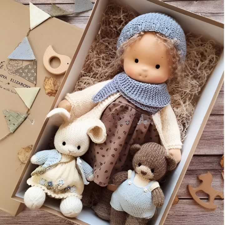 Pure natural Waldorf doll, soft & cuddly, a wonderful toy for imaginative play.