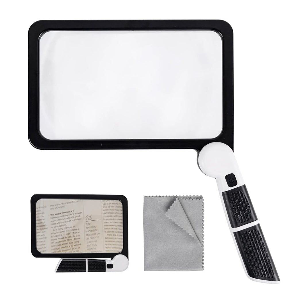 Precision full page magnifying glass with handle for intricate hobbies, crafts & detailed reading. Visual aid.