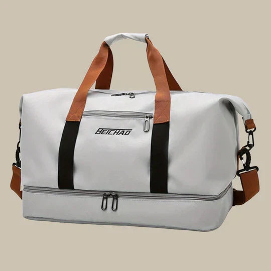 High-quality men's duffle bag for gym and travel, includes practical shoe compartment.