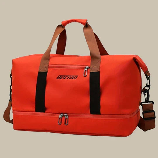 Men's large capacity duffle gym bag with integrated shoe compartment, ideal for sports & short trips.