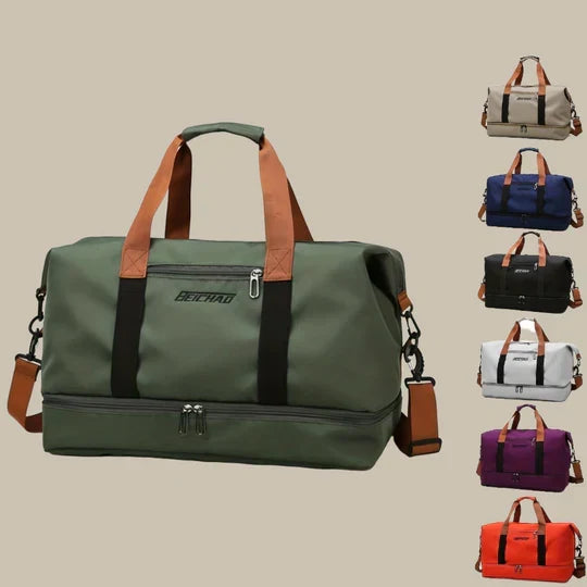 Men's athletic duffle bag, perfect for gym workouts, includes separate shoe storage.