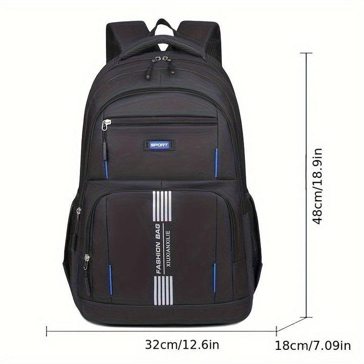 Close-up of the rugged material on a men's large capacity travel & commuter backpack.