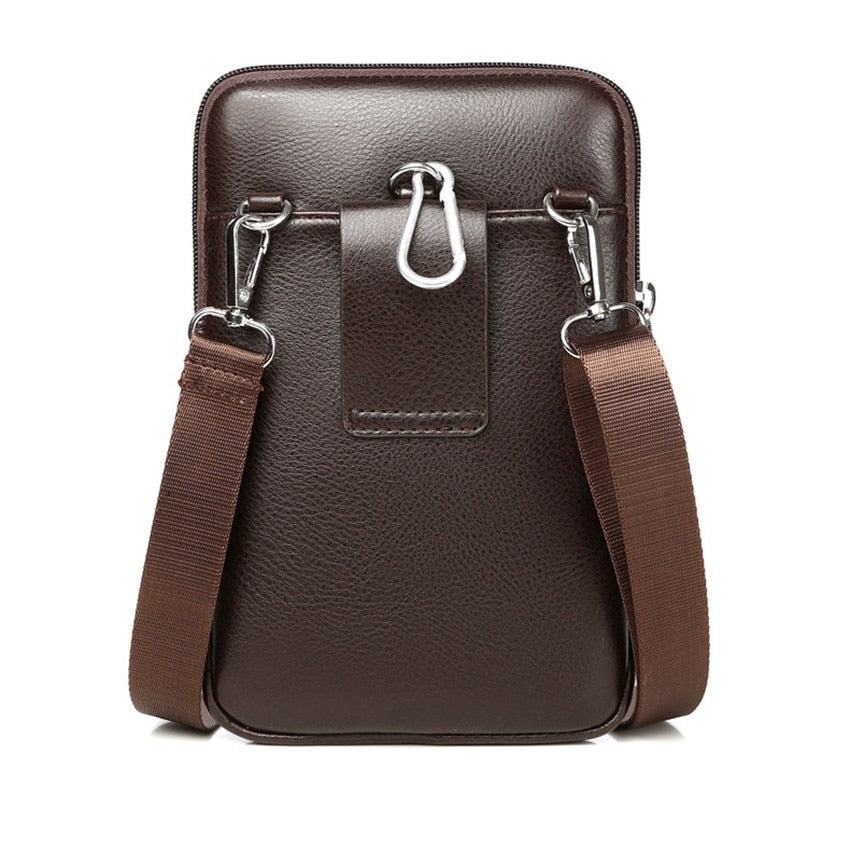 Men's compact vertical crossbody bag, a sleek accessory with front pocket for daily essentials on the go.