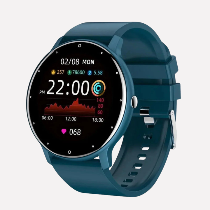 Modern unisex smartwatch & fitness tracker for activity, heart rate, and blood oxygen. Advanced wearable tech.