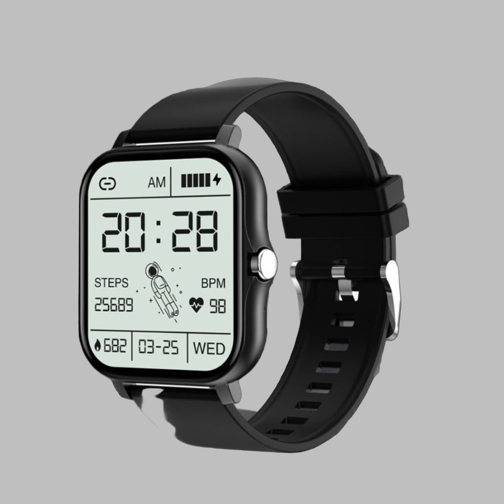 Unisex smartwatch with heart rate monitor, activity & sleep tracker for fitness enthusiasts.