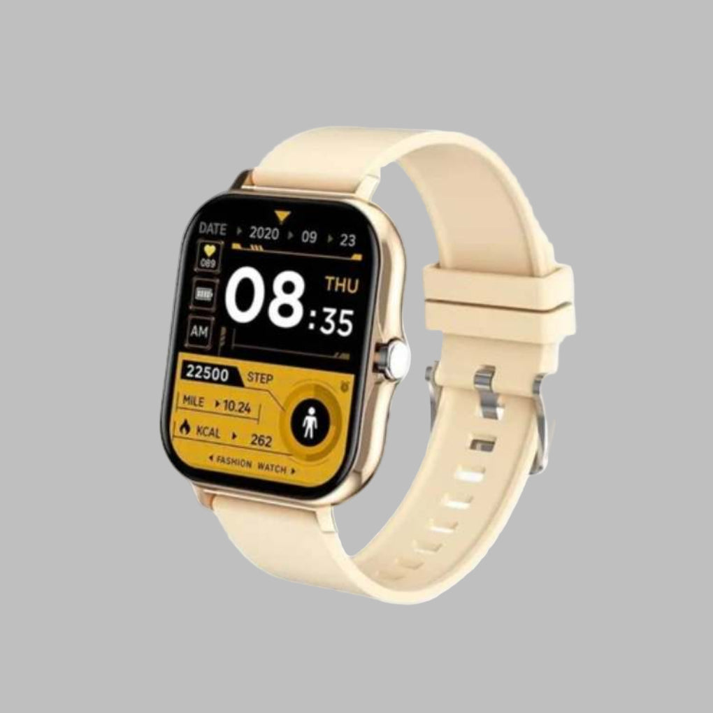 Sleek black unisex digital smartwatch. Tracks heart rate, steps, and sleep for active lifestyles.
